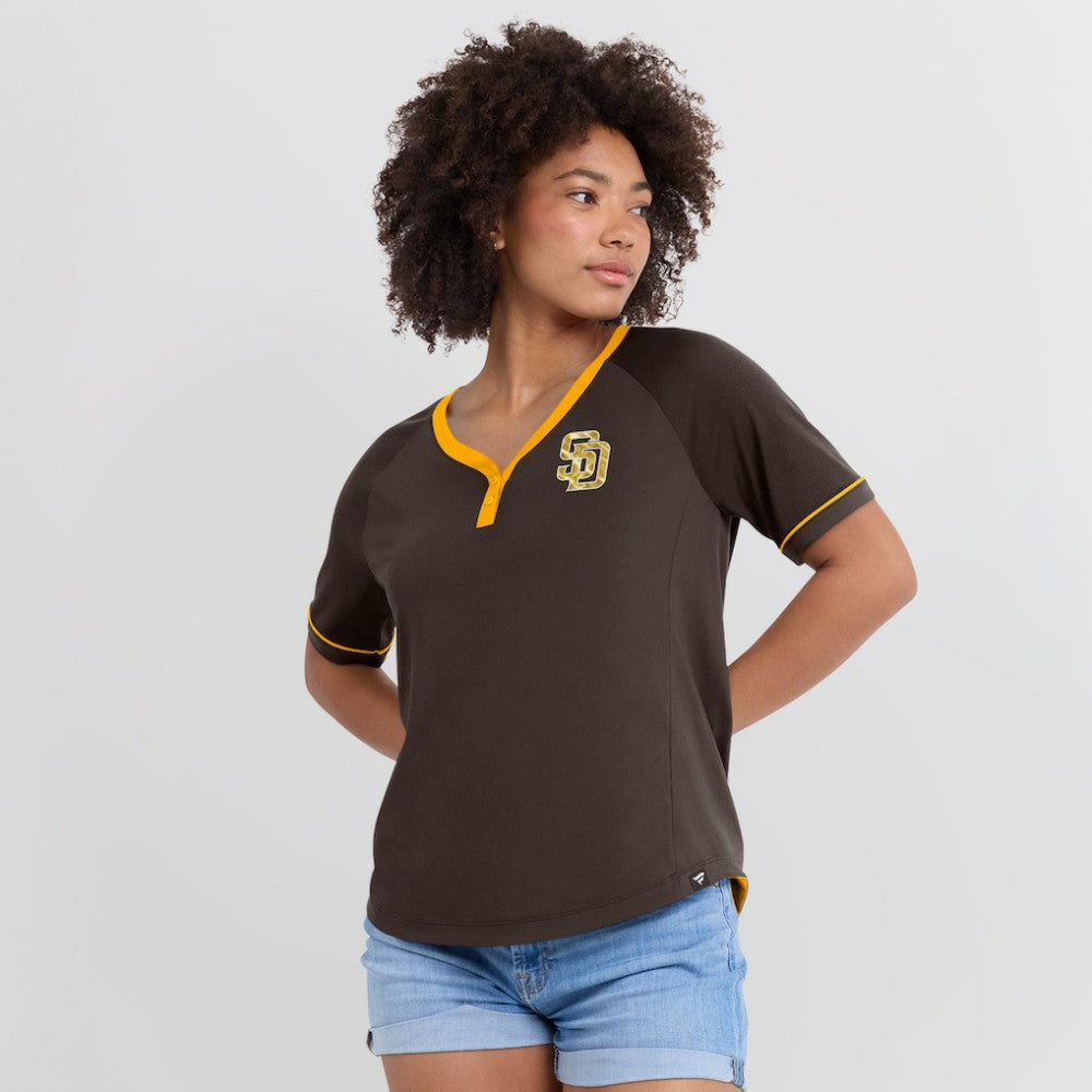 San Diego Padres Fanatics Women's League Diva Star Raglan V-Neck T-Shirt - MLB