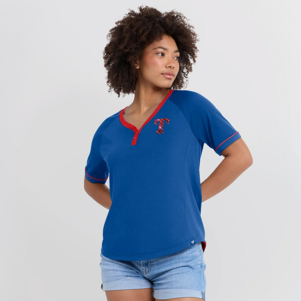 Texas Rangers Fanatics Women's League Diva Star Raglan V-Neck T-Shirt - MLB