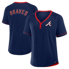 Atlanta Braves Fanatics Women's League Diva Star Raglan V-Neck T-Shirt - MLB