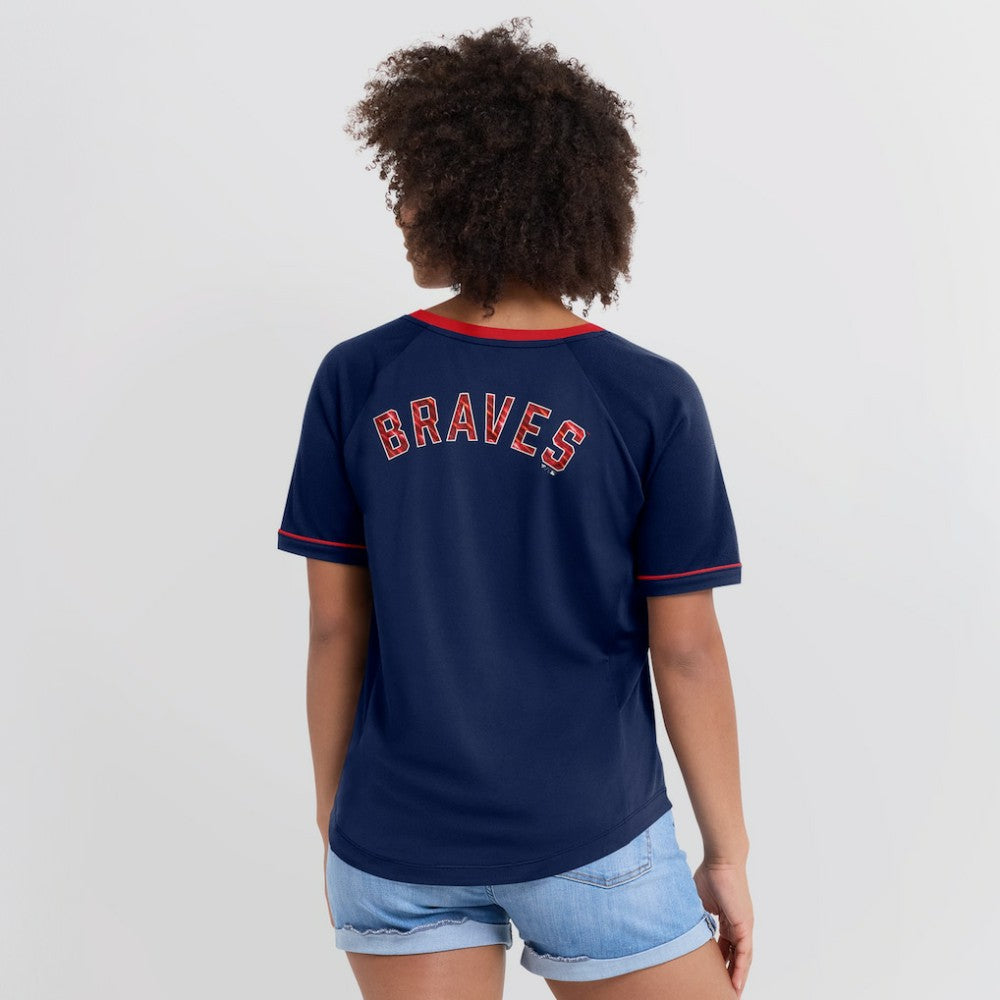Atlanta Braves Fanatics Women's League Diva Star Raglan V-Neck T-Shirt - MLB