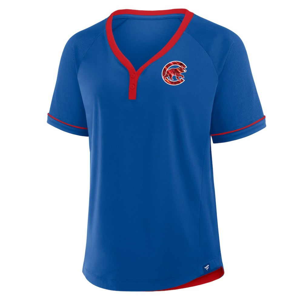 Chicago Cubs Fanatics Women's League Diva Star Raglan V-Neck T-Shirt - MLB