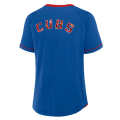 Chicago Cubs Fanatics Women's League Diva Star Raglan V-Neck T-Shirt - MLB