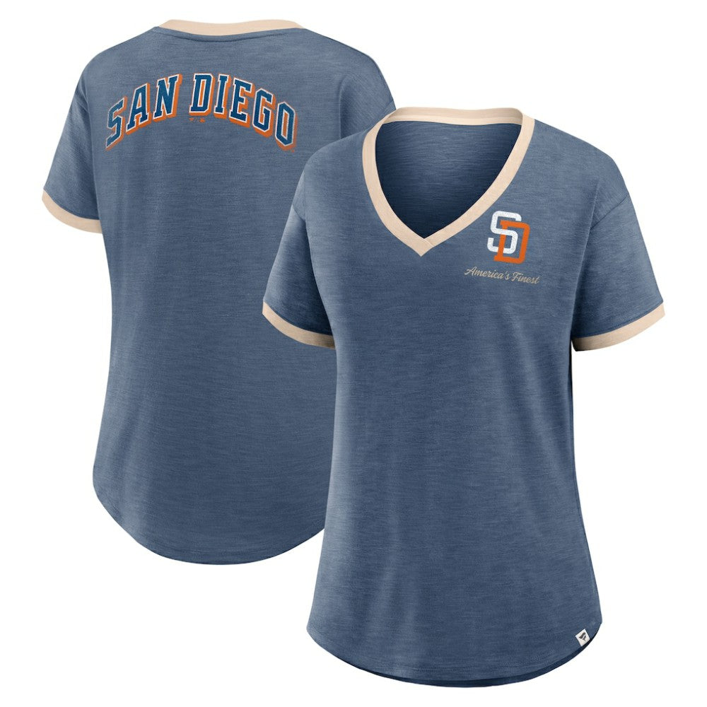 San Diego Padres Fanatics Women's Binge Worthy Stadium Slub V-Neck T-Shirt - MLB