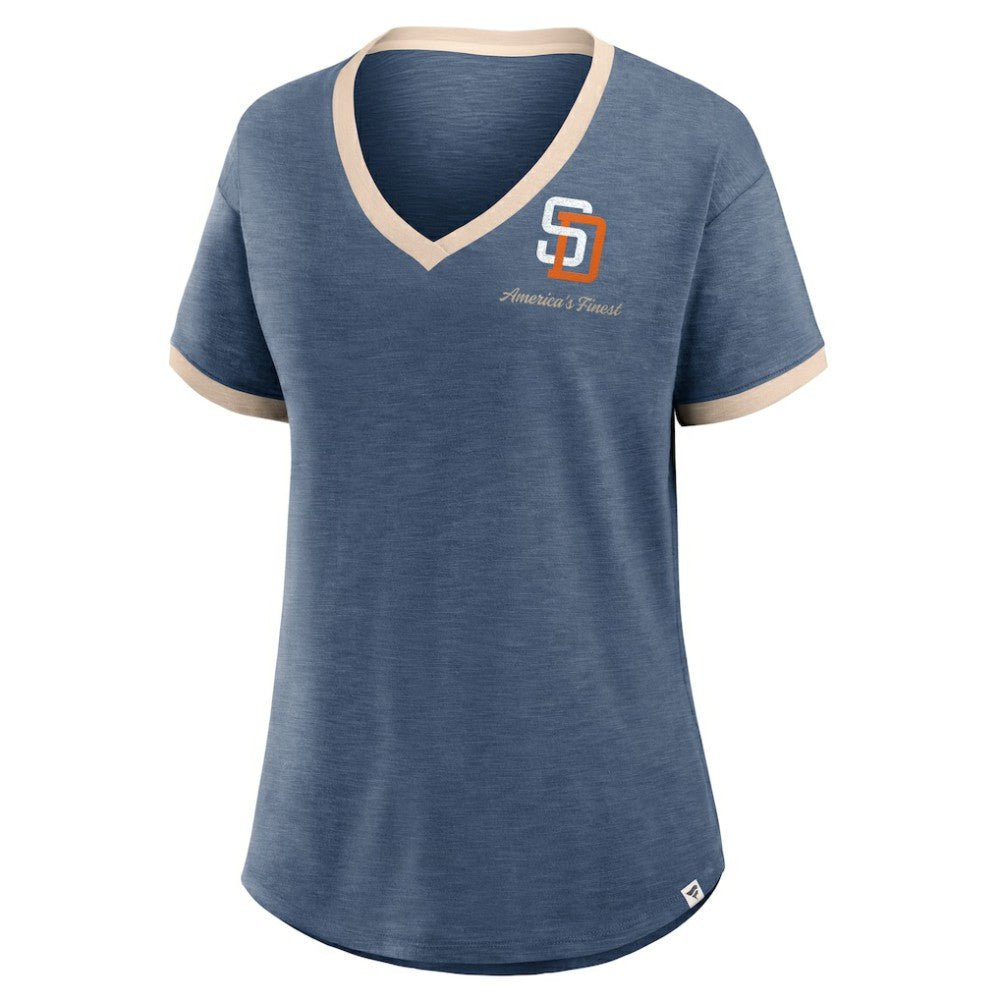 San Diego Padres Fanatics Women's Binge Worthy Stadium Slub V-Neck T-Shirt - MLB