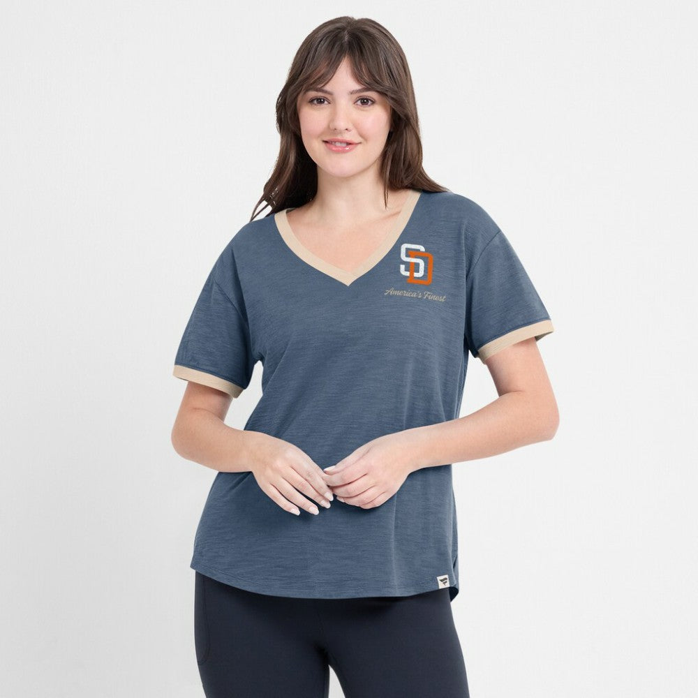 San Diego Padres Fanatics Women's Binge Worthy Stadium Slub V-Neck T-Shirt - MLB