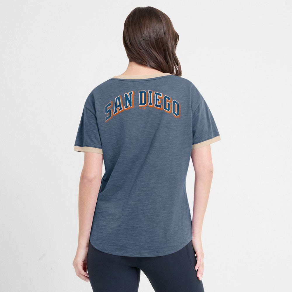 San Diego Padres Fanatics Women's Binge Worthy Stadium Slub V-Neck T-Shirt - MLB
