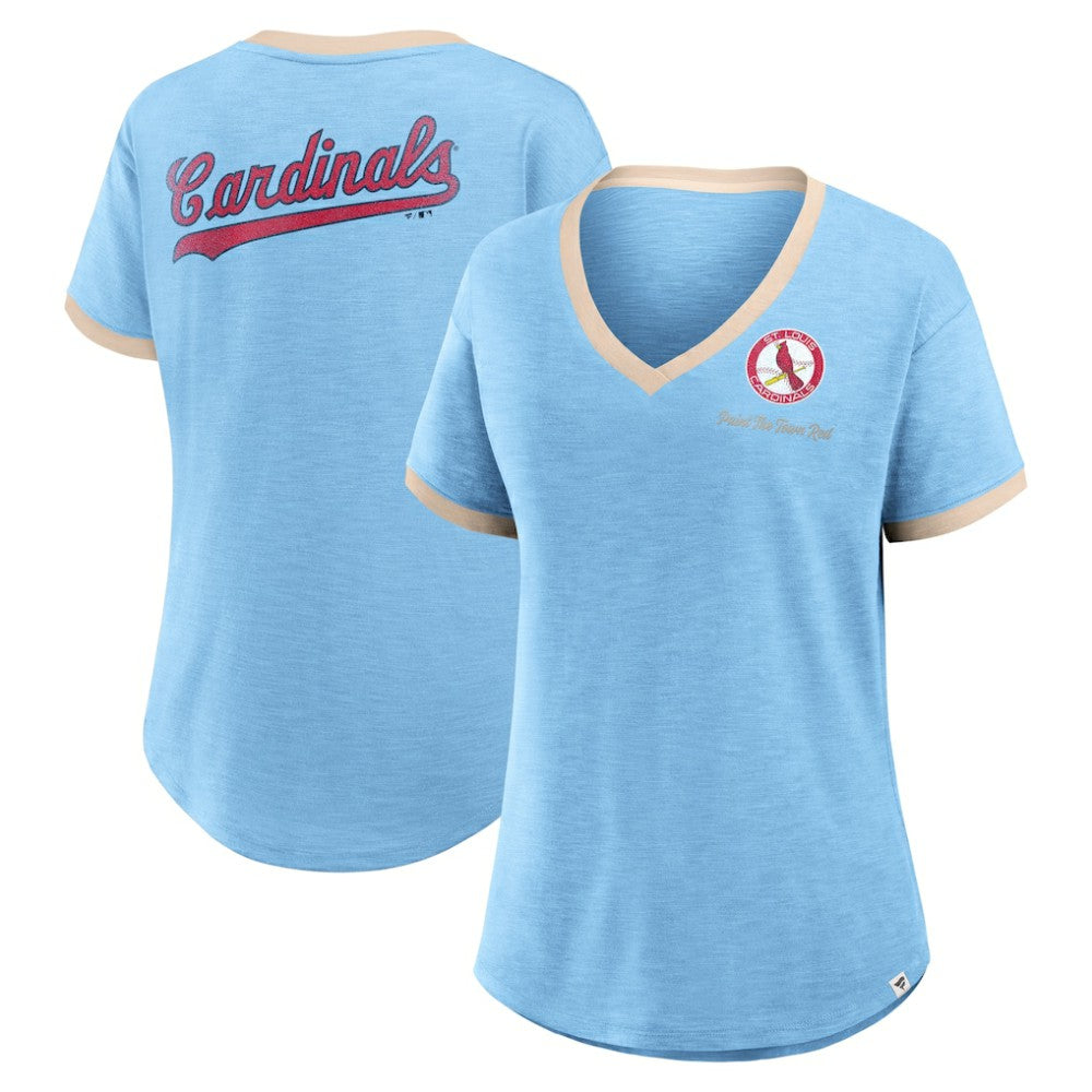 St. Louis Cardinals Fanatics Women's Binge Worthy Stadium Slub V-Neck T-Shirt - MLB