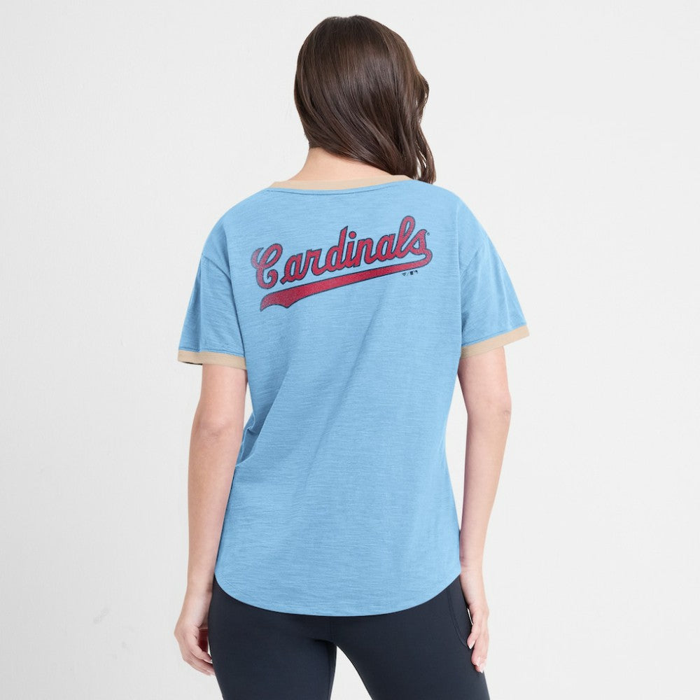 St. Louis Cardinals Fanatics Women's Binge Worthy Stadium Slub V-Neck T-Shirt - MLB