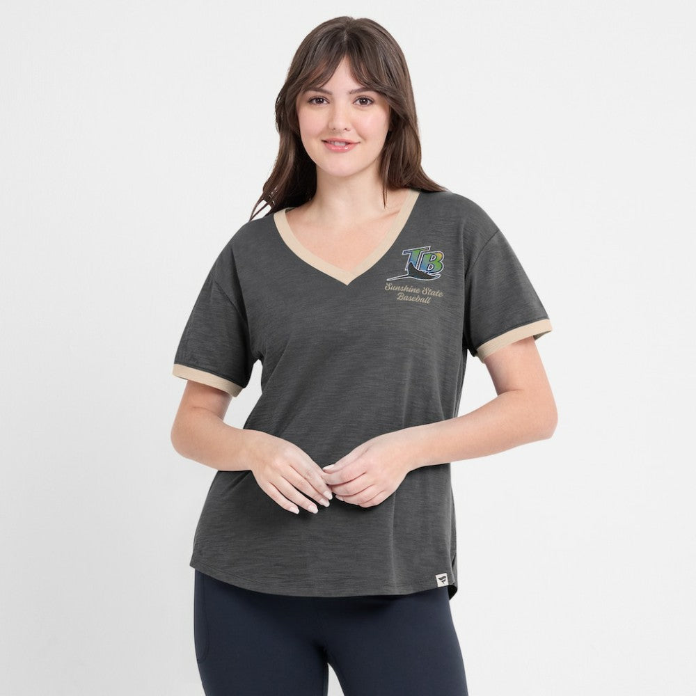 Tampa Bay Rays Fanatics Women's Binge Worthy Stadium Slub V-Neck T-Shirt - MLB