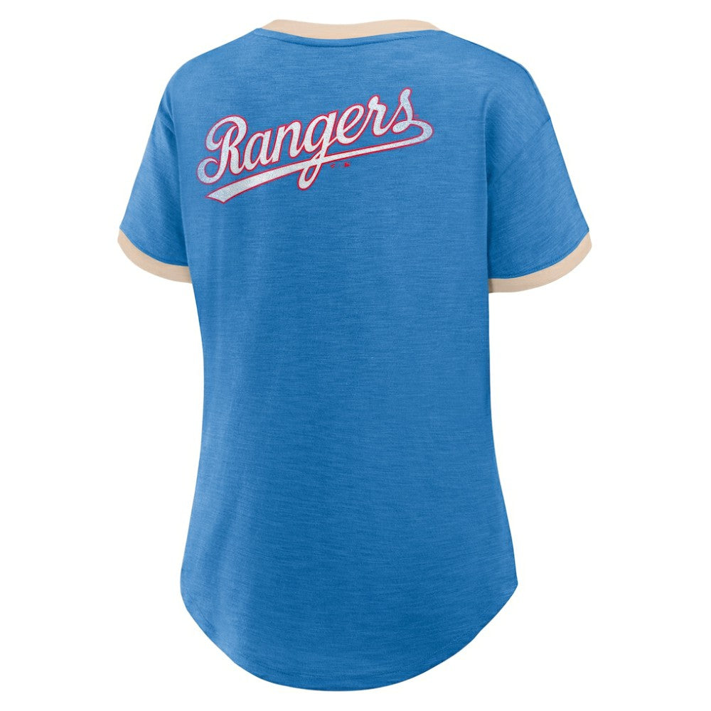 Texas Rangers Fanatics Women's Binge Worthy Stadium Slub V-Neck T-Shirt - MLB