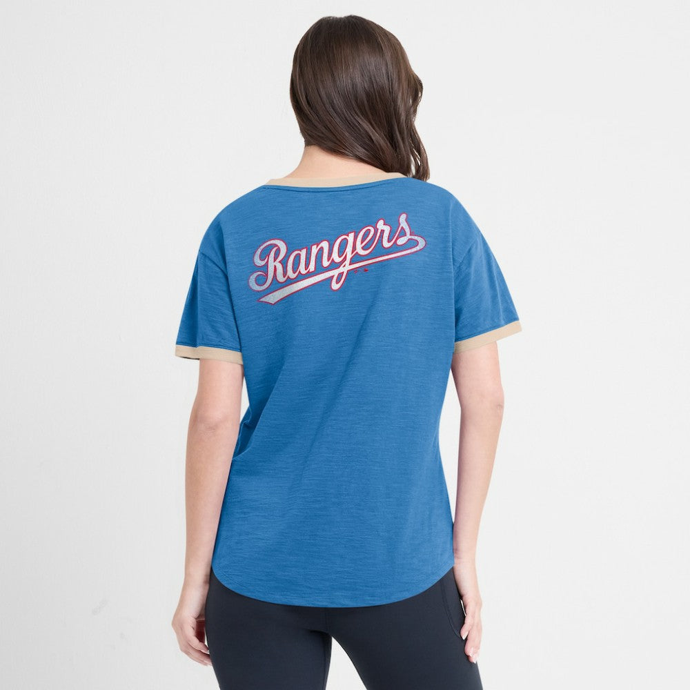 Texas Rangers Fanatics Women's Binge Worthy Stadium Slub V-Neck T-Shirt - MLB