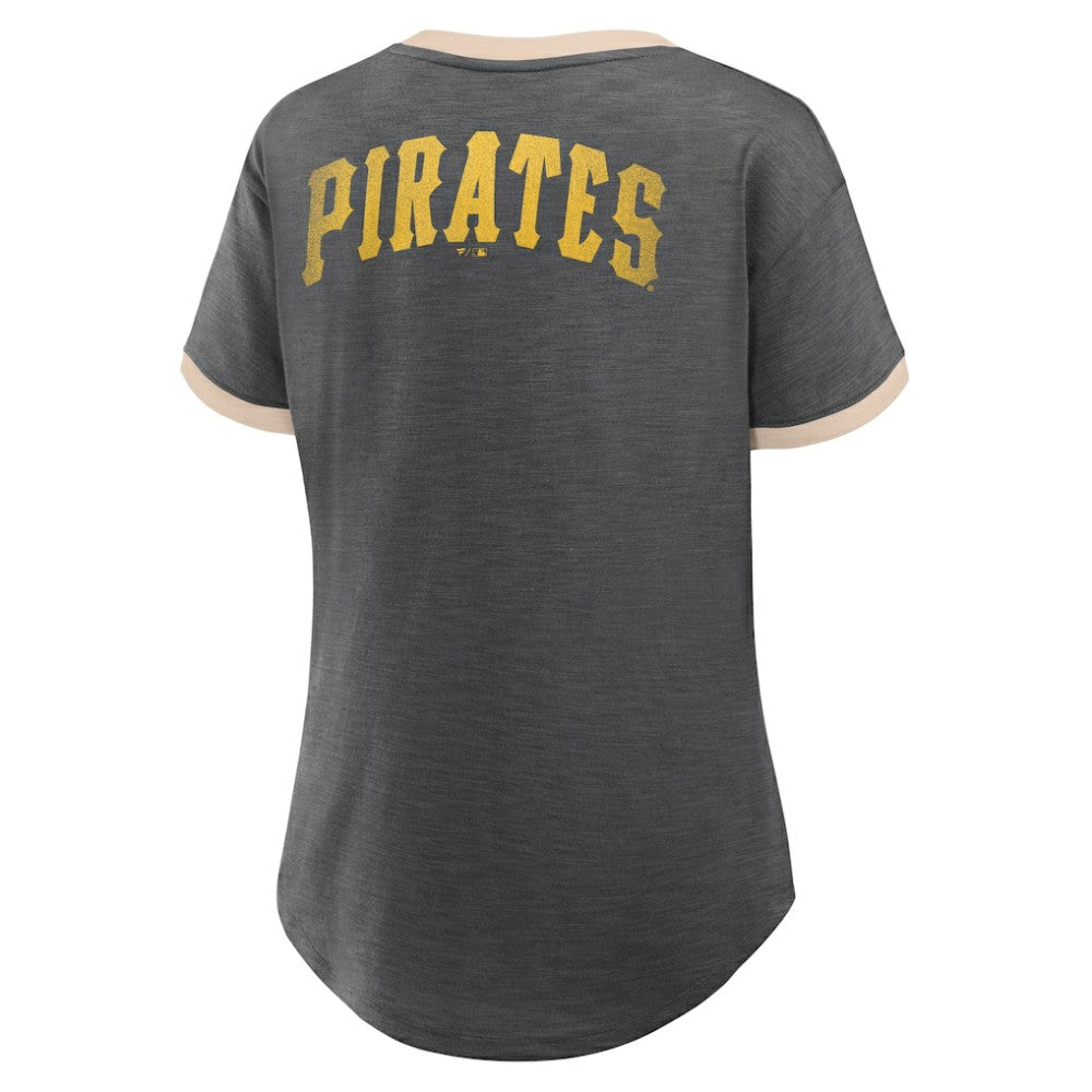 Pittsburgh Pirates Fanatics Women's Binge Worthy Stadium Slub V-Neck T-Shirt - MLB