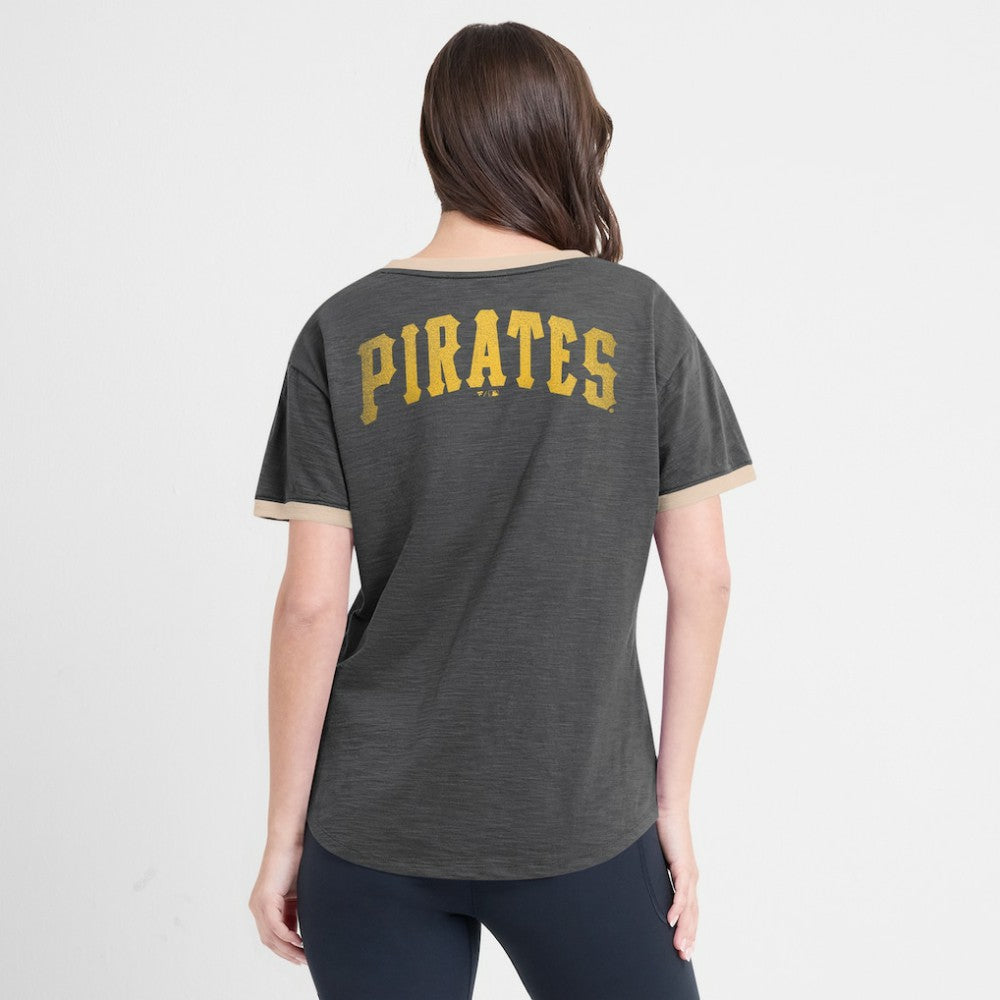 Pittsburgh Pirates Fanatics Women's Binge Worthy Stadium Slub V-Neck T-Shirt - MLB