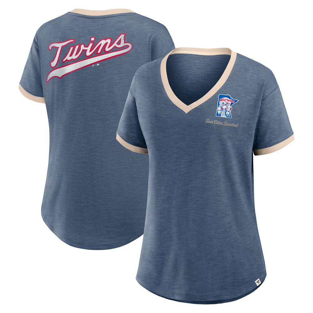 Minnesota Twins Fanatics Women's Binge Worthy Stadium Slub V-Neck T-Shirt - MLB