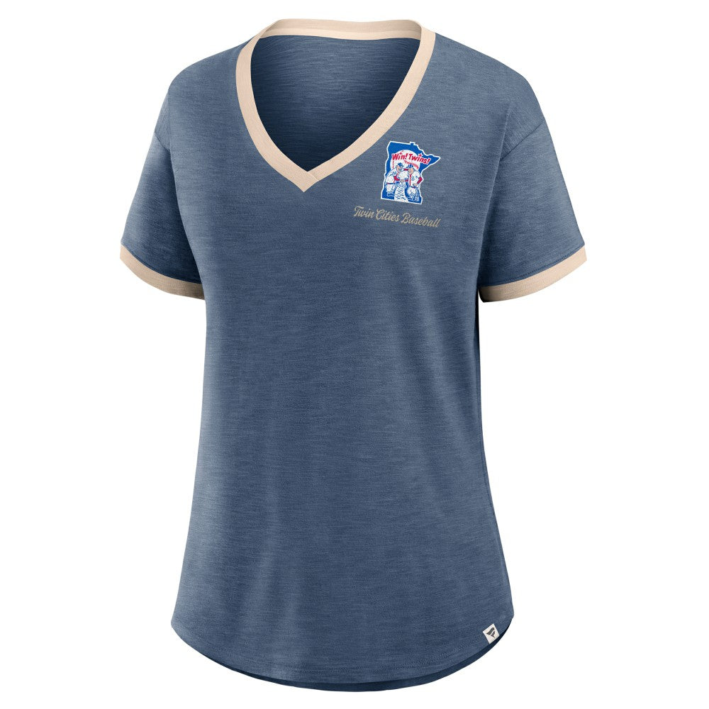 Minnesota Twins Fanatics Women's Binge Worthy Stadium Slub V-Neck T-Shirt - MLB