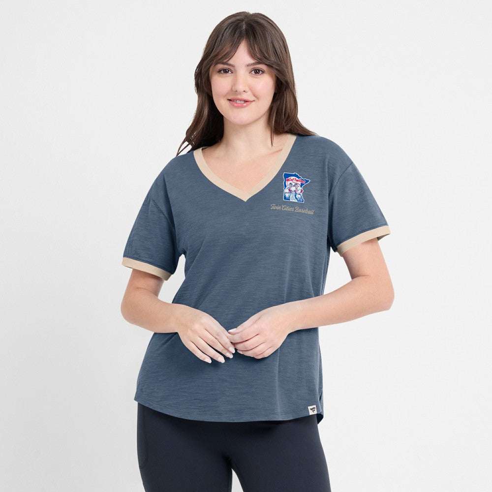 Minnesota Twins Fanatics Women's Binge Worthy Stadium Slub V-Neck T-Shirt - MLB