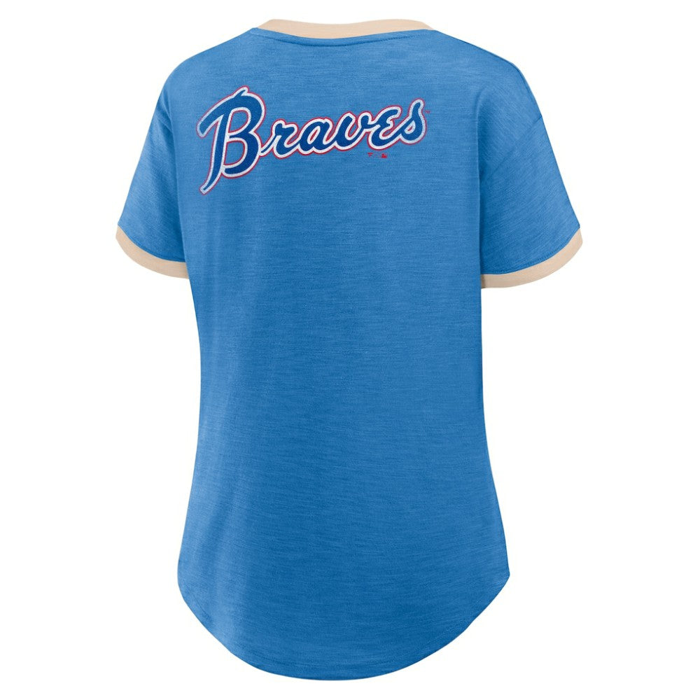 Atlanta Braves Fanatics Women's Binge Worthy Stadium Slub V-Neck T-Shirt - MLB
