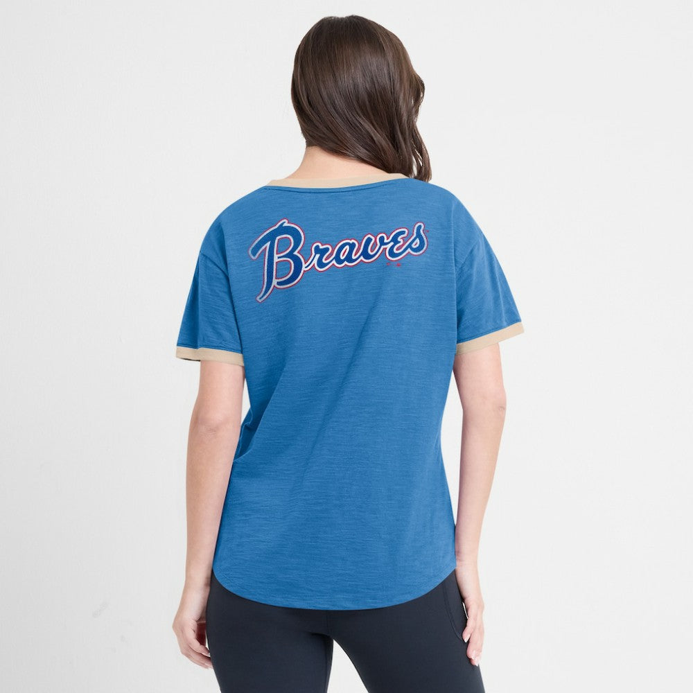Atlanta Braves Fanatics Women's Binge Worthy Stadium Slub V-Neck T-Shirt - MLB