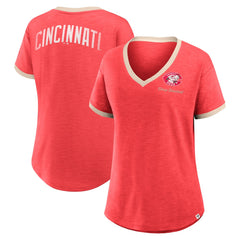 Cincinnati Reds Fanatics Women's Binge Worthy Stadium Slub V-Neck T-Shirt - MLB