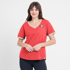 Cincinnati Reds Fanatics Women's Binge Worthy Stadium Slub V-Neck T-Shirt - MLB