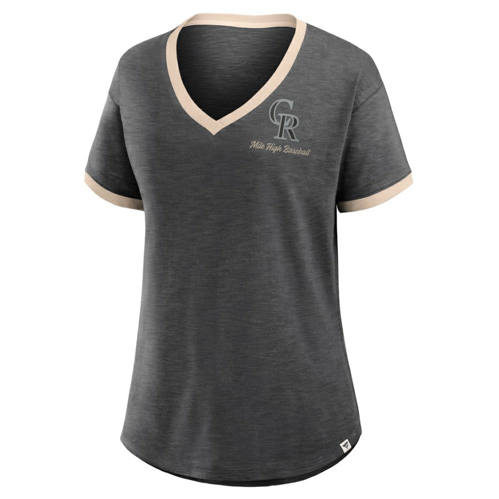 Colorado Rockies Fanatics Women's Binge Worthy Stadium Slub V-Neck T-Shirt - MLB
