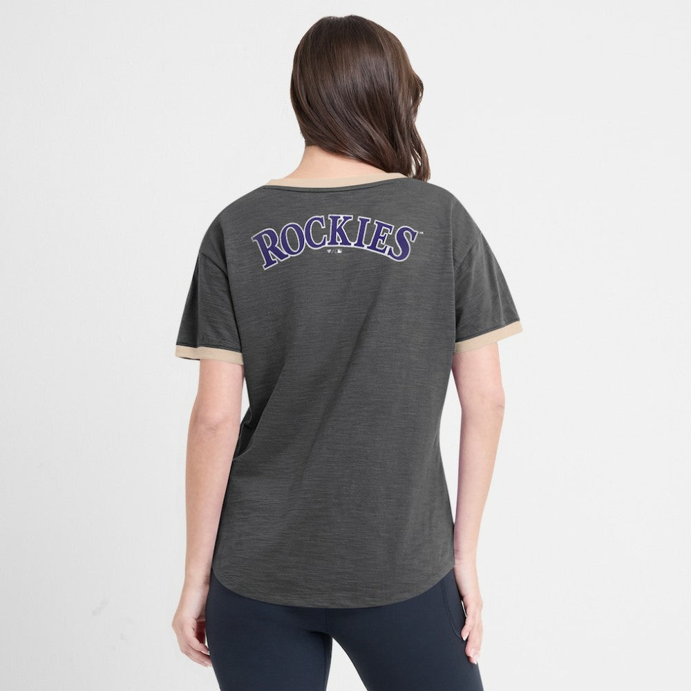 Colorado Rockies Fanatics Women's Binge Worthy Stadium Slub V-Neck T-Shirt - MLB