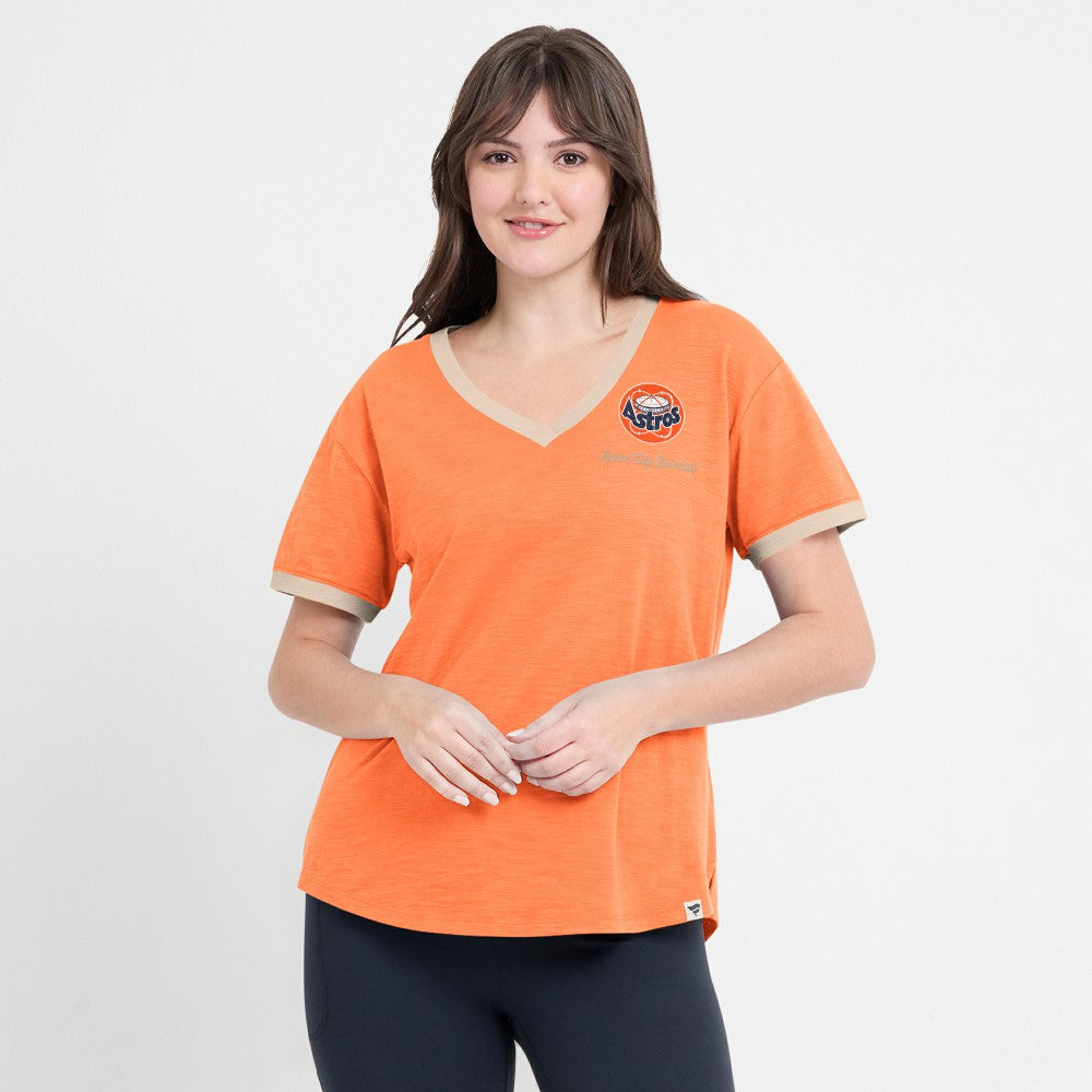Houston Astros Fanatics Women's Binge Worthy Stadium Slub V-Neck T-Shirt - MLB