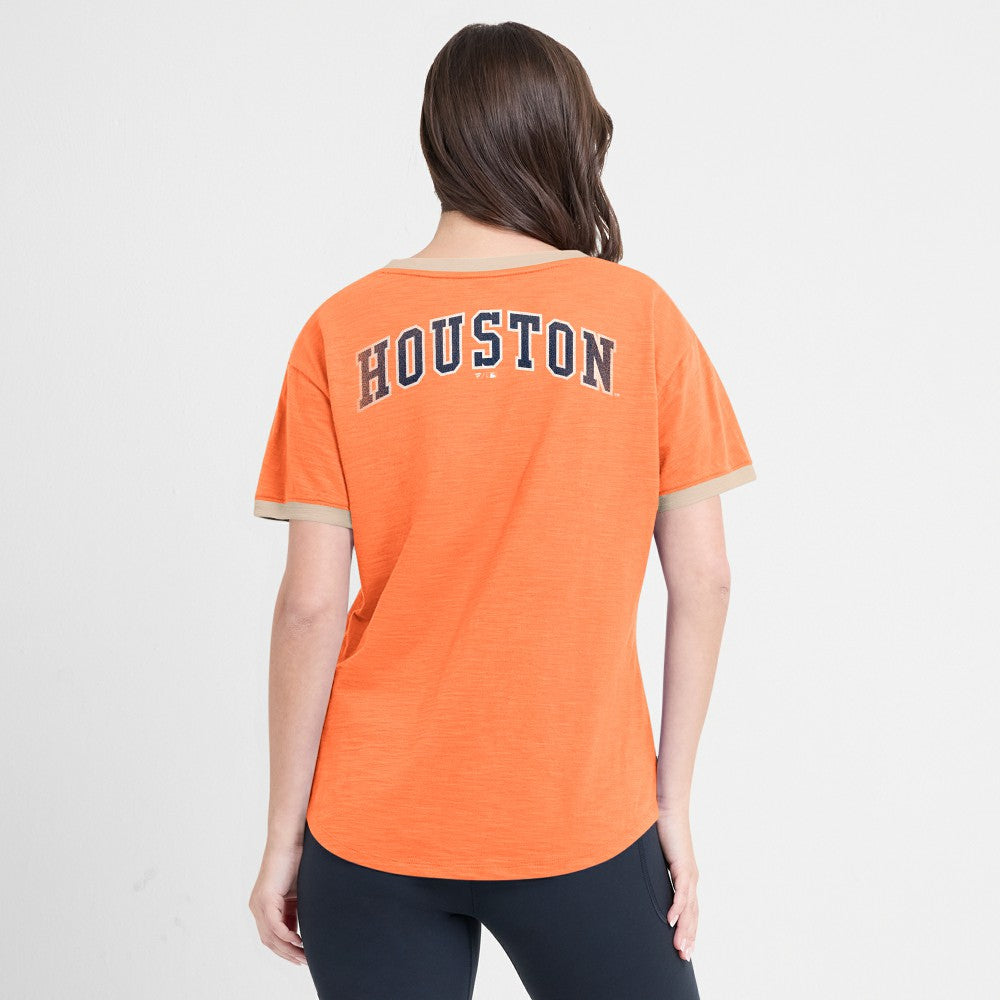 Houston Astros Fanatics Women's Binge Worthy Stadium Slub V-Neck T-Shirt - MLB