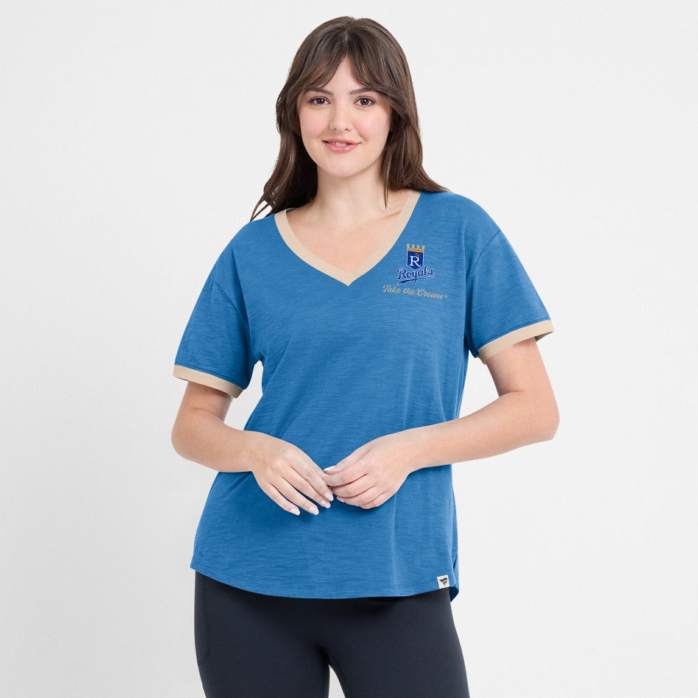 Kansas City Royals Fanatics Women's Binge Worthy Stadium Slub V-Neck T-Shirt - MLB
