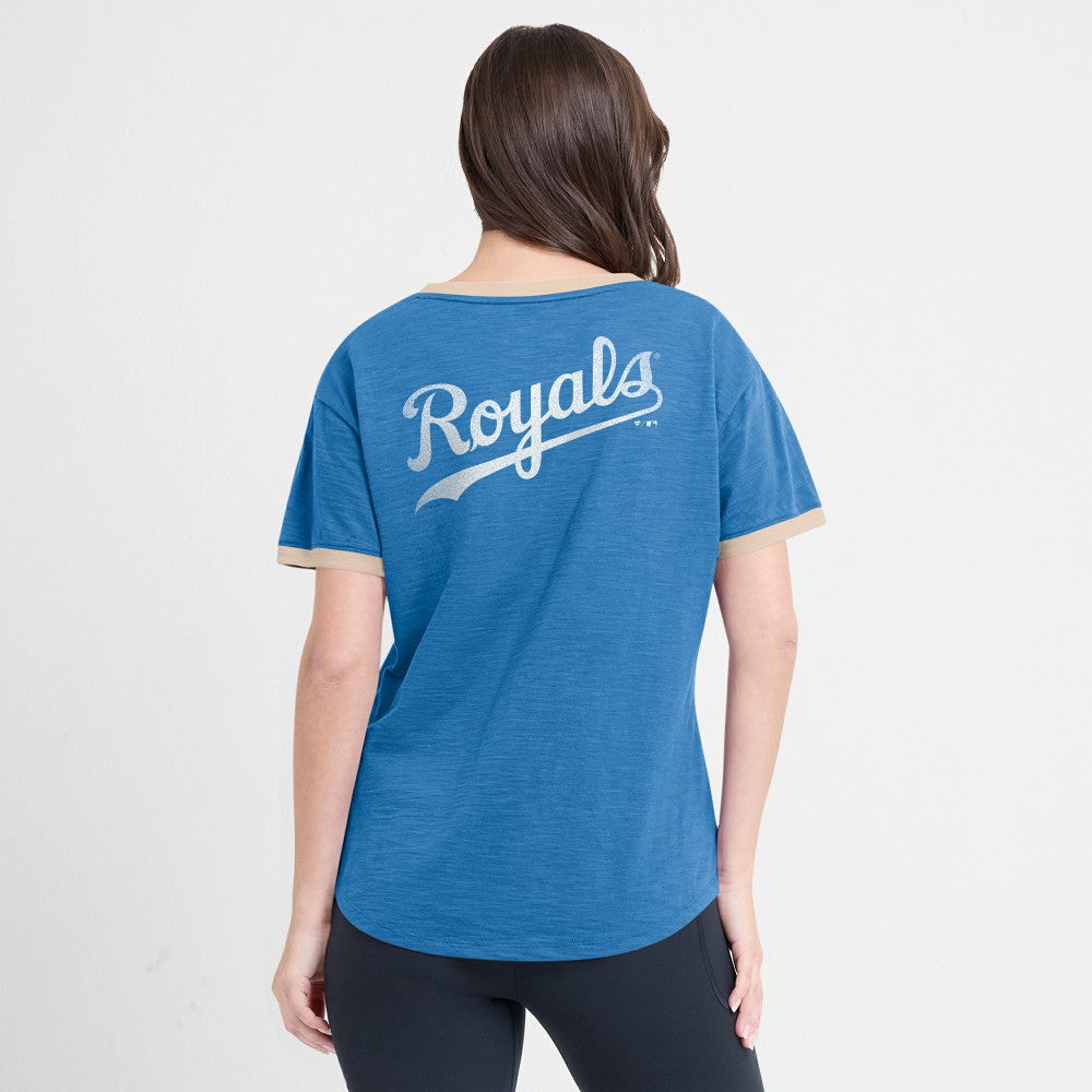 Kansas City Royals Fanatics Women's Binge Worthy Stadium Slub V-Neck T-Shirt - MLB