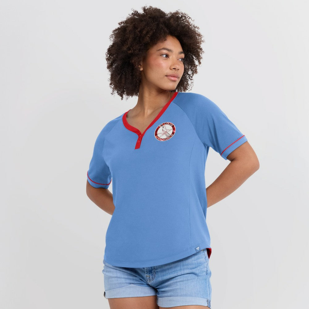 St. Louis Cardinals Fanatics Women's Cooperstown Collection League Diva V-Neck T-Shirt - MLB