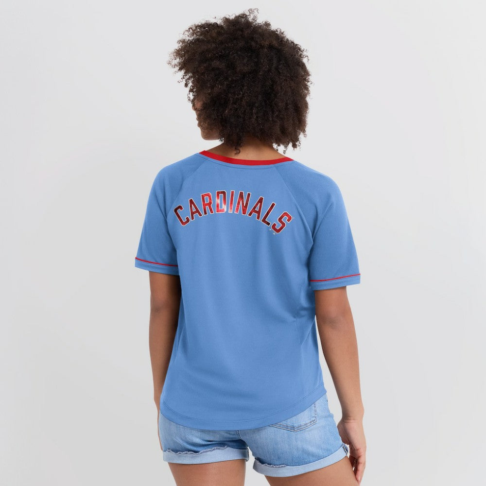 St. Louis Cardinals Fanatics Women's Cooperstown Collection League Diva V-Neck T-Shirt - MLB