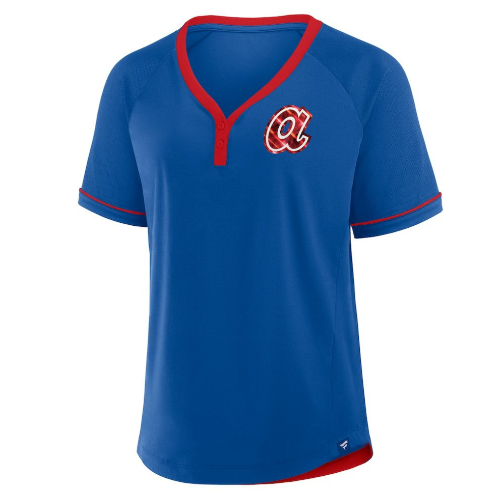Atlanta Braves Fanatics Women's Cooperstown Collection League Diva Raglan V-Neck T-Shirt - MLB