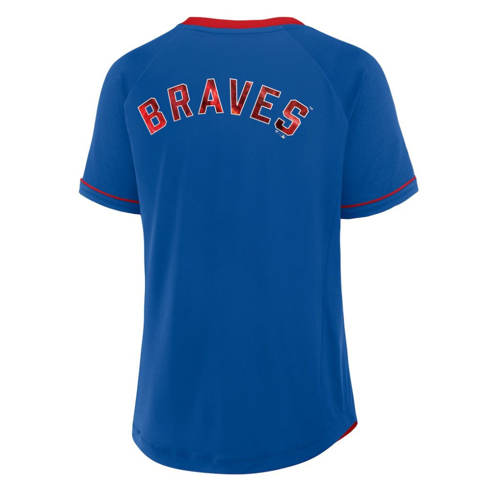 Atlanta Braves Fanatics Women's Cooperstown Collection League Diva Raglan V-Neck T-Shirt - MLB