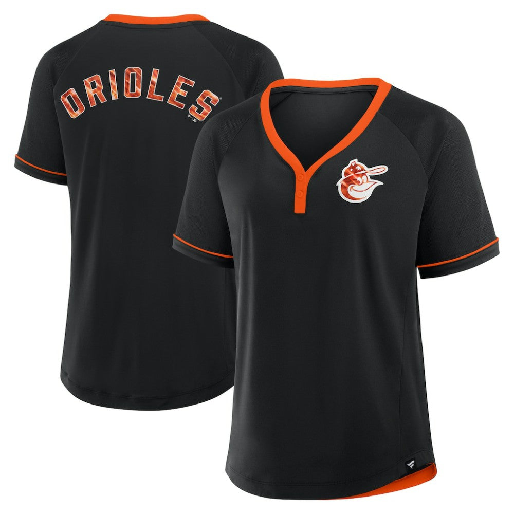 Baltimore Orioles Fanatics Women's Cooperstown Collection League Diva Raglan V-Neck T-Shirt - MLB