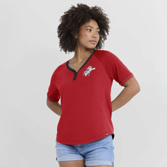 Cincinnati Reds Fanatics Women's Cooperstown Collection League Diva Raglan V-Neck T-Shirt - MLB