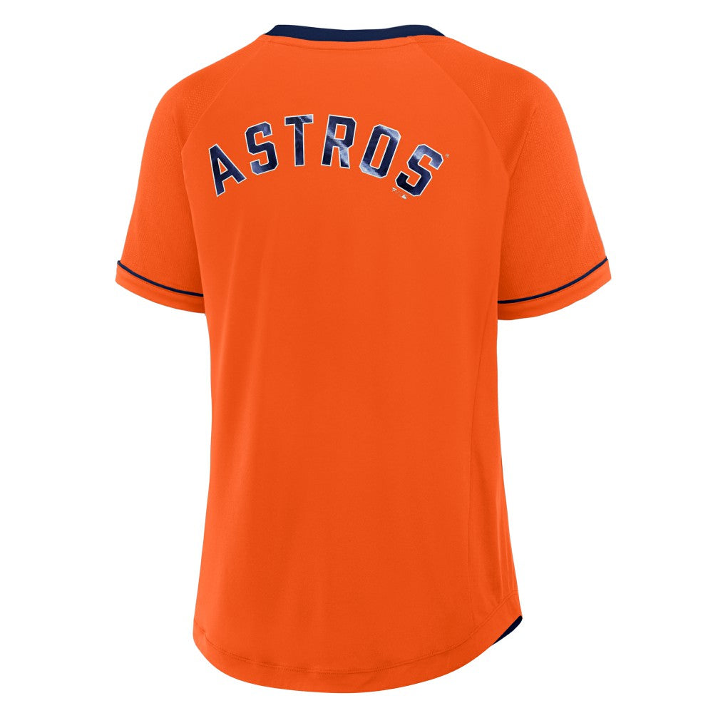 Houston Astros Fanatics Women's Cooperstown Collection League Diva Raglan V-Neck T-Shirt - MLB