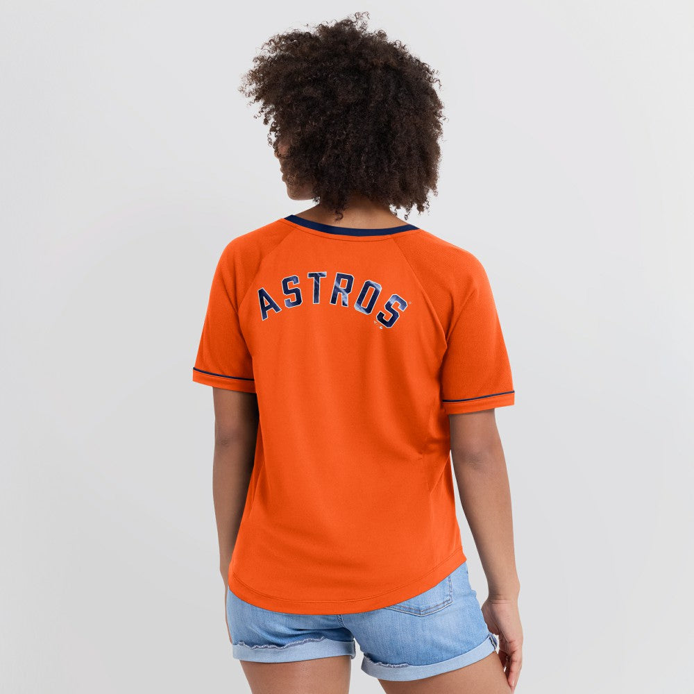 Houston Astros Fanatics Women's Cooperstown Collection League Diva Raglan V-Neck T-Shirt - MLB