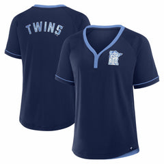 Minnesota Twins Fanatics Women's Cooperstown Collection League Diva Raglan V-Neck T-Shirt - MLB