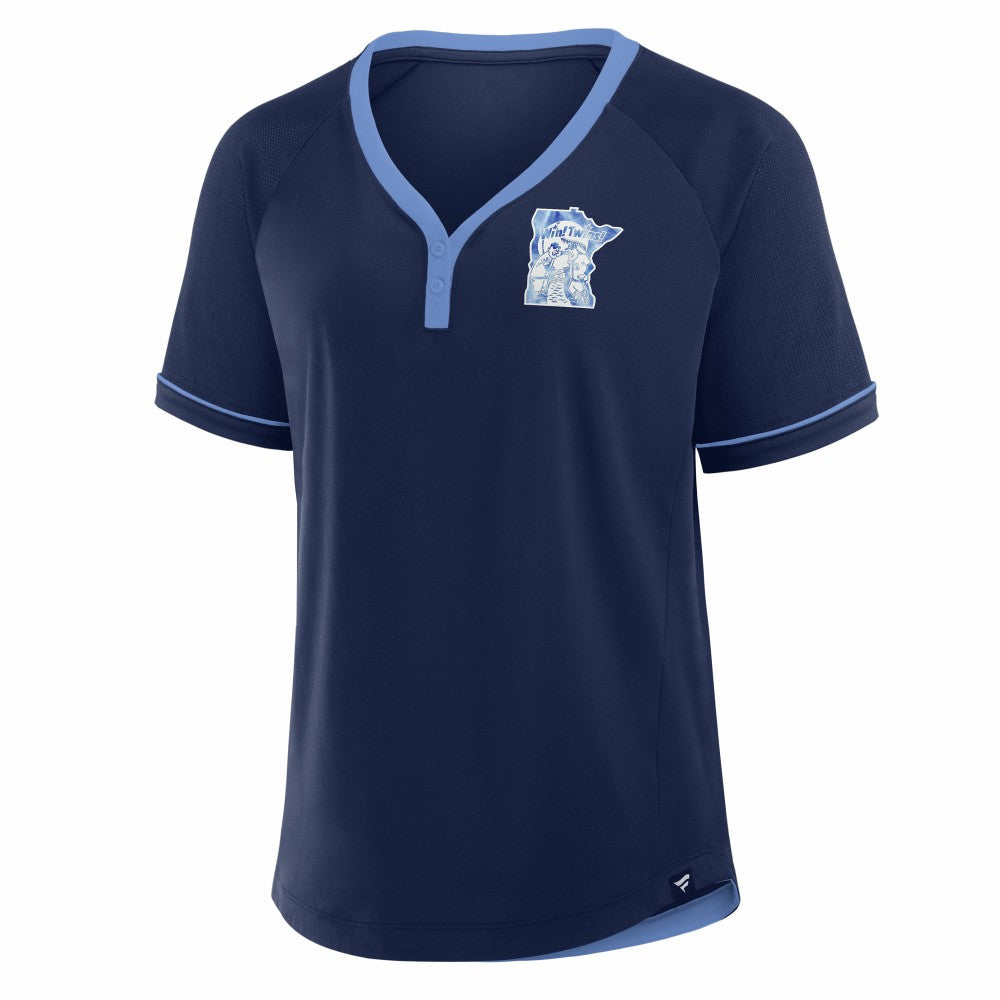 Minnesota Twins Fanatics Women's Cooperstown Collection League Diva Raglan V-Neck T-Shirt - MLB