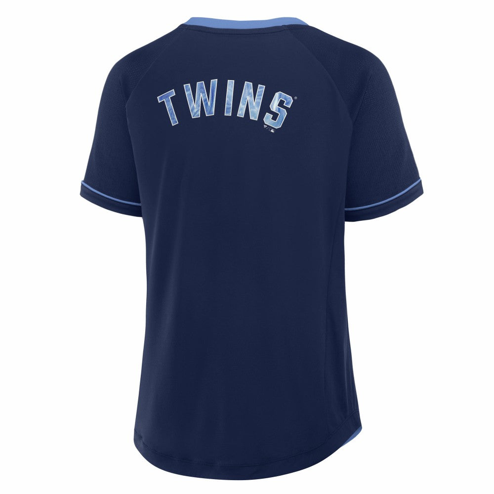 Minnesota Twins Fanatics Women's Cooperstown Collection League Diva Raglan V-Neck T-Shirt - MLB