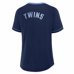 Minnesota Twins Fanatics Women's Cooperstown Collection League Diva Raglan V-Neck T-Shirt - MLB