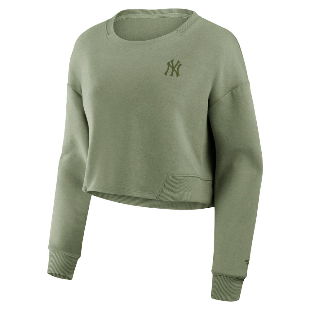 New York Yankees Fanatics Women's Studio Cropped Pullover Sweatshirt - MLB