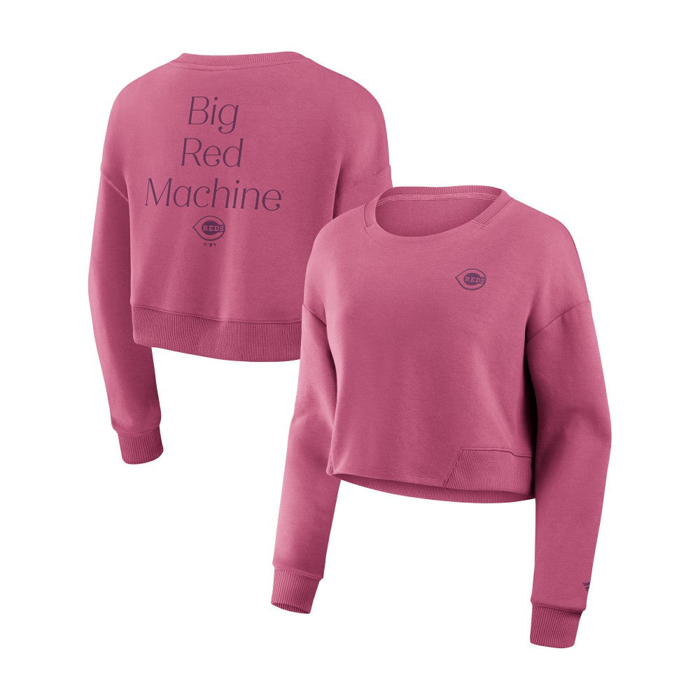 Cincinnati Reds Fanatics Women's Studio Cropped Pullover Sweatshirt - MLB