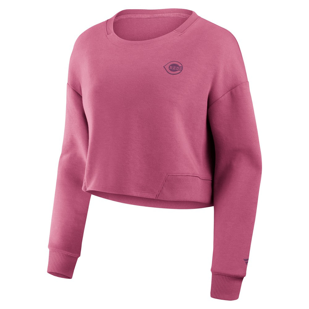 Cincinnati Reds Fanatics Women's Studio Cropped Pullover Sweatshirt - MLB