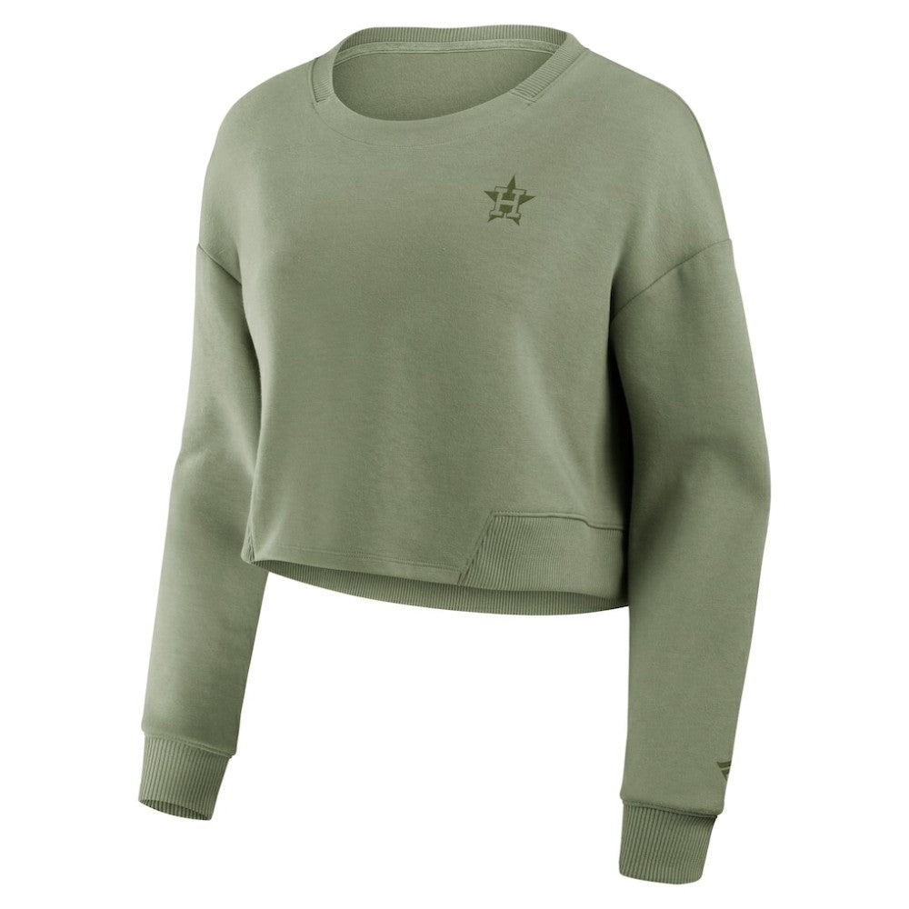 Houston Astros Fanatics Women's Studio Cropped Pullover Sweatshirt - MLB