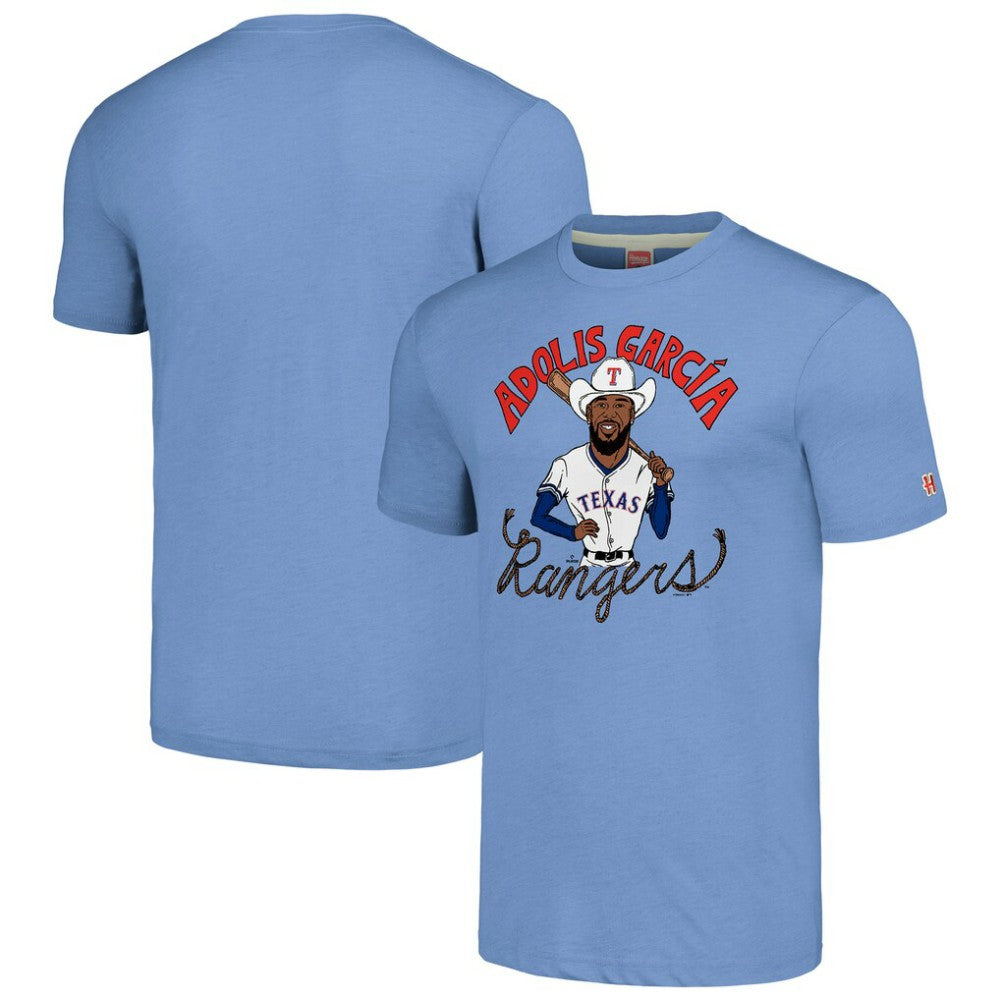 Adolis García Texas Rangers Homage Caricature Player Tri-Blend T-Shirt - MLB