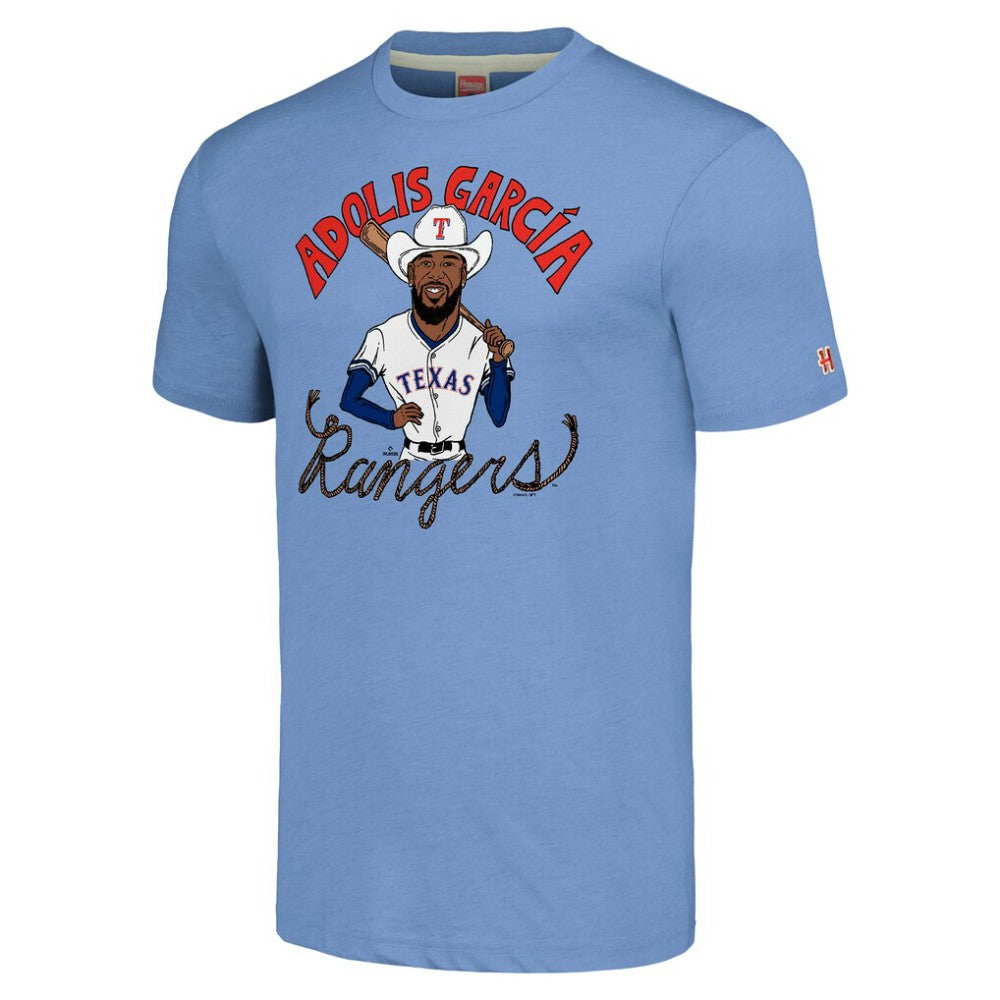 Adolis García Texas Rangers Homage Caricature Player Tri-Blend T-Shirt - MLB