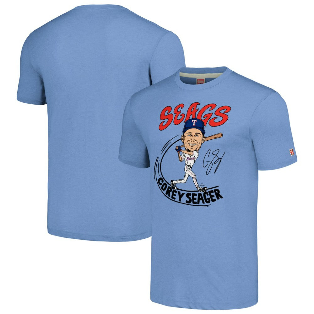 Corey Seager Texas Rangers Homage Caricature Player Tri-Blend T-Shirt - MLB