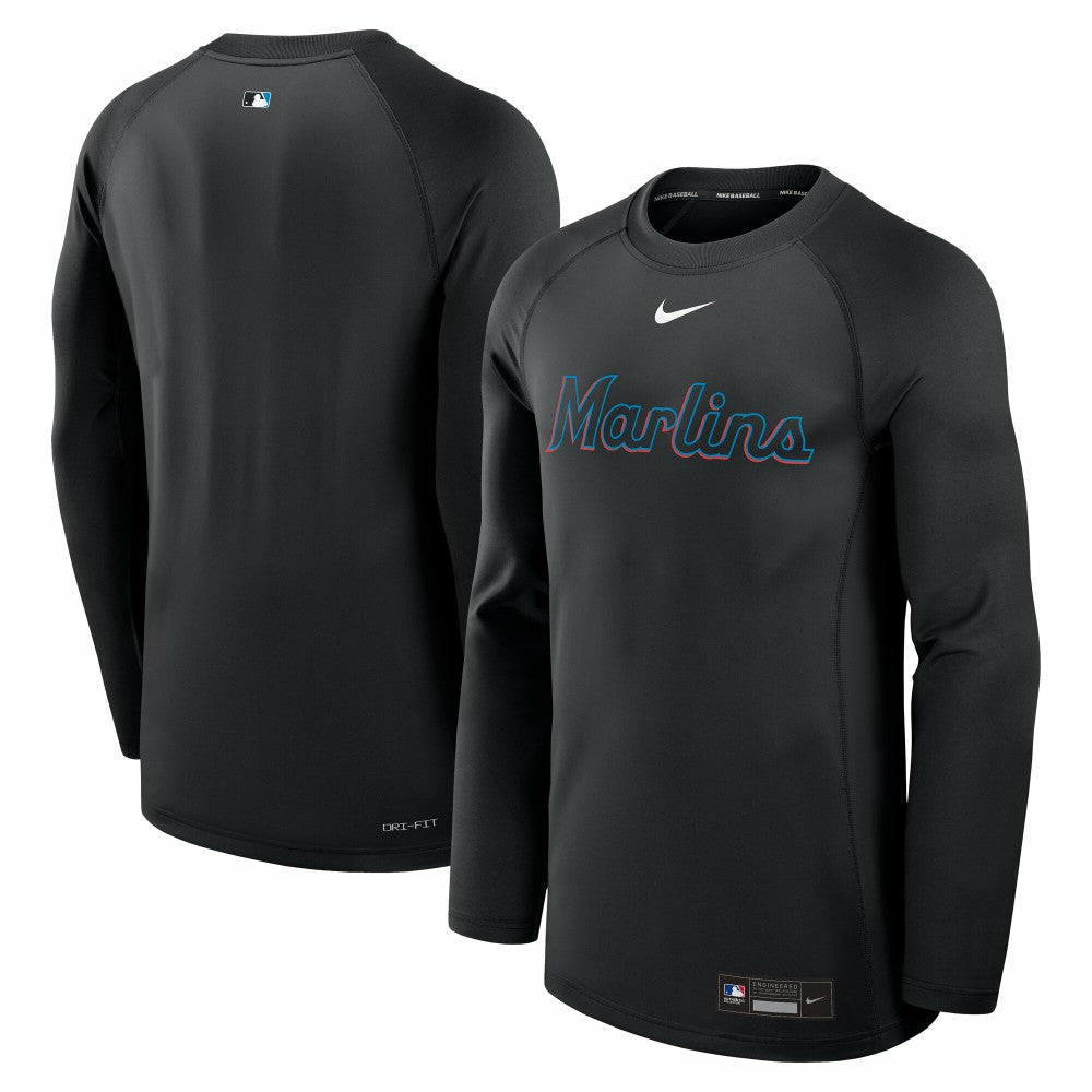 Miami Marlins Nike Authentic Collection Game Time Raglan Dri-FIT Long Sleeve T-Shirt - MLB